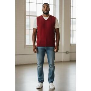 Lothlorian Red Sweater Vest New Zealand Luxury Possum Merino Wool Men’s Size XL